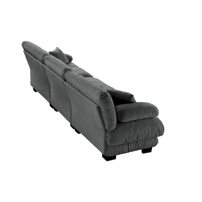 Canapé 4 places avec accoudoirs ronds à traversin, coussins d'assise profonds