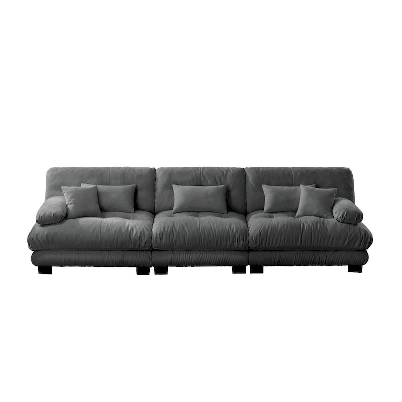 Canapé 4 places avec accoudoirs ronds à traversin, coussins d'assise profonds