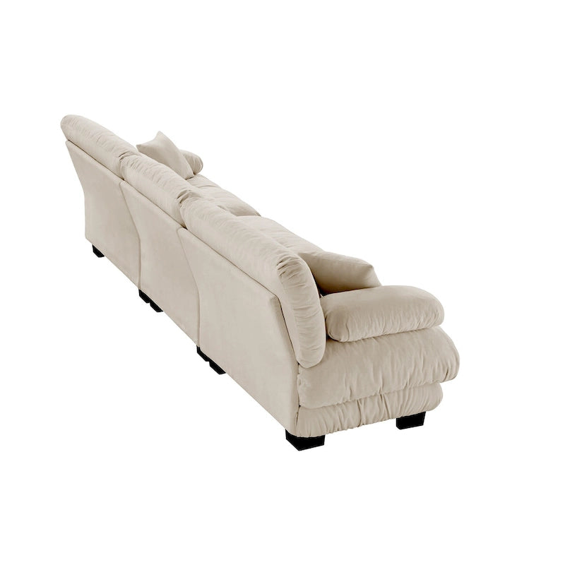 Canapé 4 places avec accoudoirs ronds à traversin, coussins d'assise profonds
