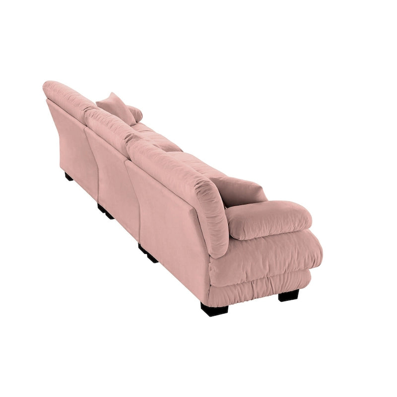Canapé 4 places avec accoudoirs ronds à traversin, coussins d'assise profonds