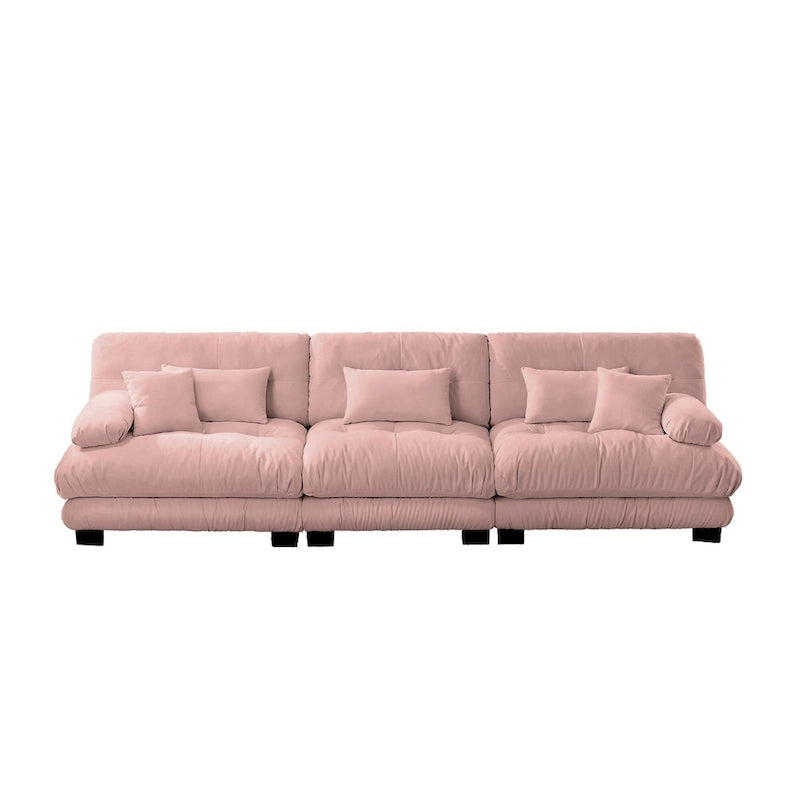 Canapé 4 places avec accoudoirs ronds à traversin, coussins d'assise profonds