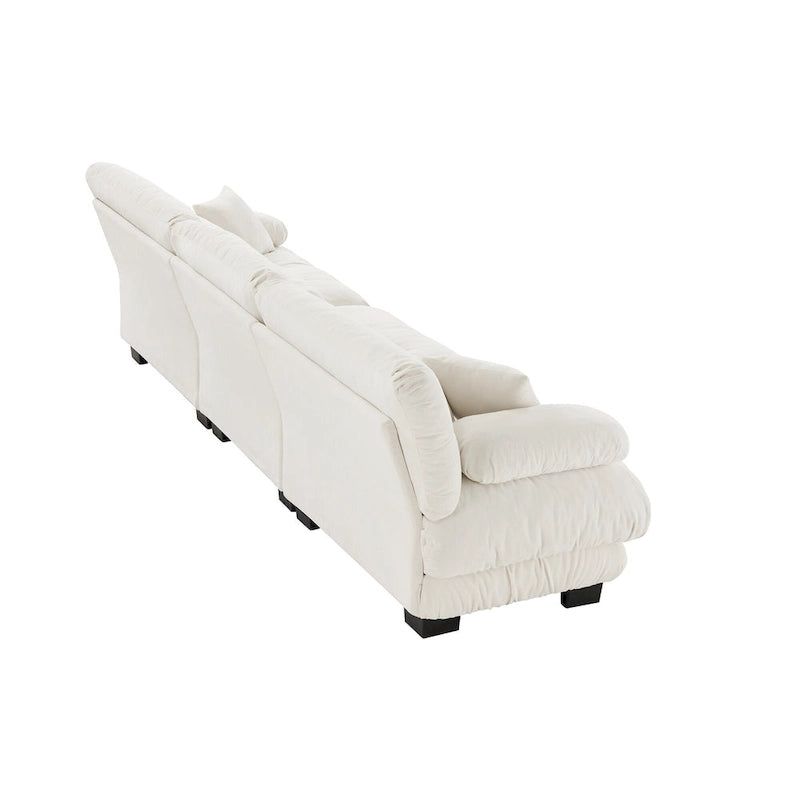 Canapé 4 places avec accoudoirs ronds à traversin, coussins d'assise profonds