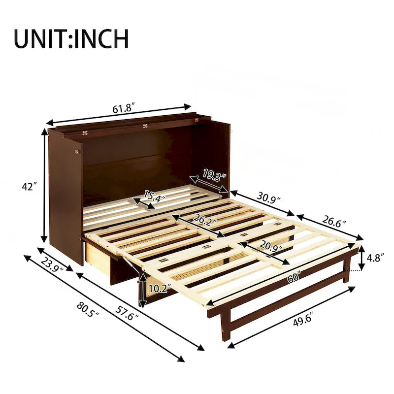 Lit Queen Size polyvalent avec rangements intégrés