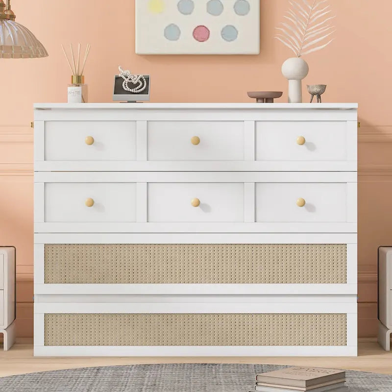 Lit blanc avec rangements et grands tiroirs