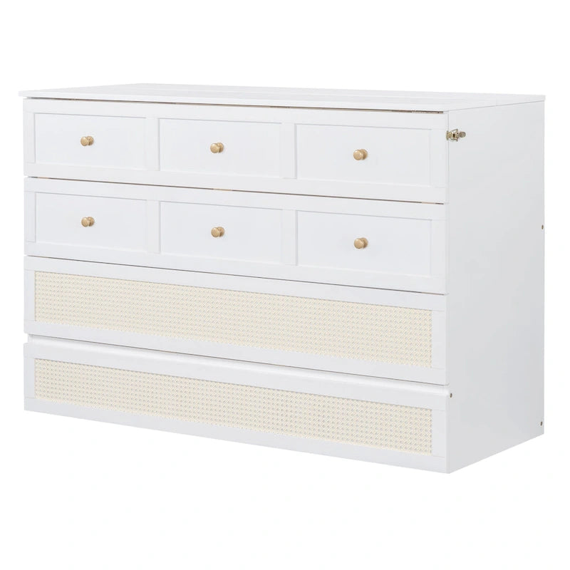 Lit blanc avec rangements et grands tiroirs