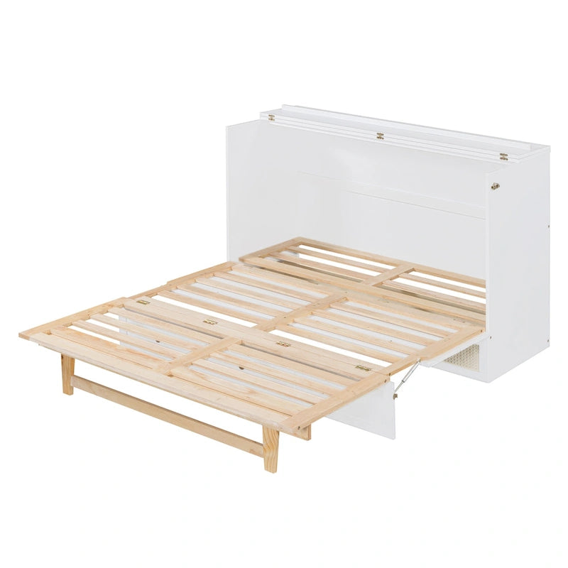 Lit blanc avec rangements et grands tiroirs