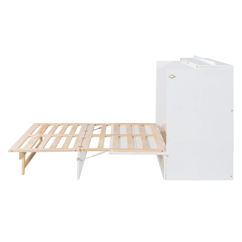 Lit blanc avec rangements et grands tiroirs