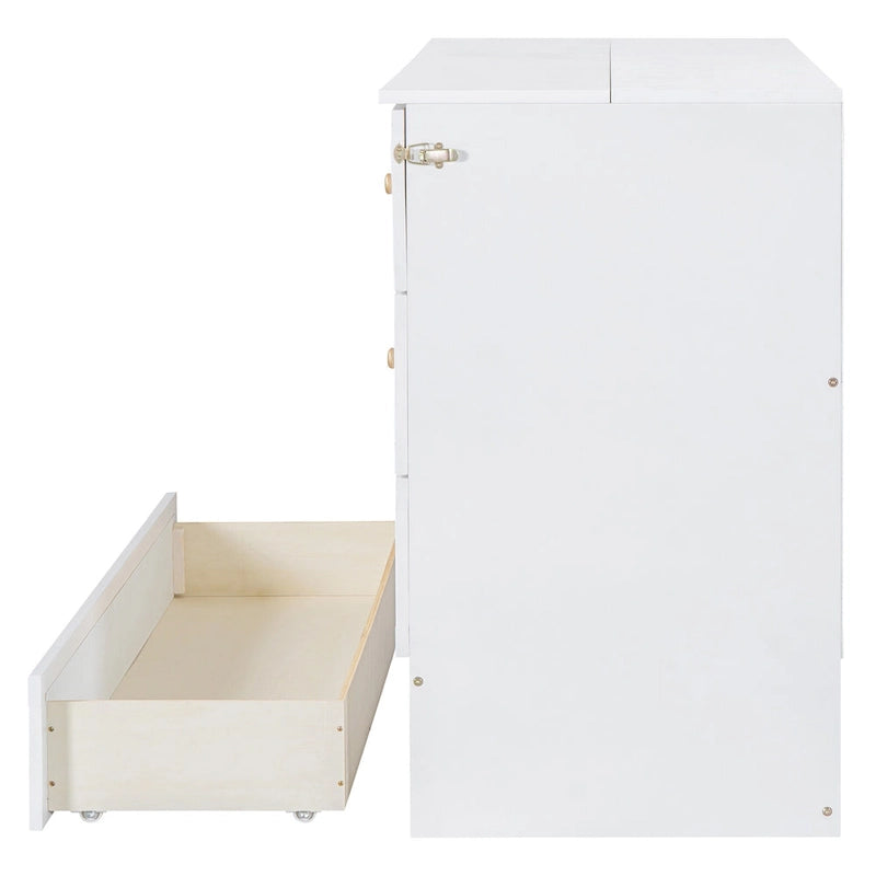 Lit blanc avec rangements et grands tiroirs