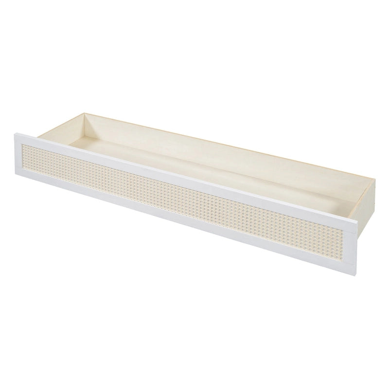 Lit blanc avec rangements et grands tiroirs