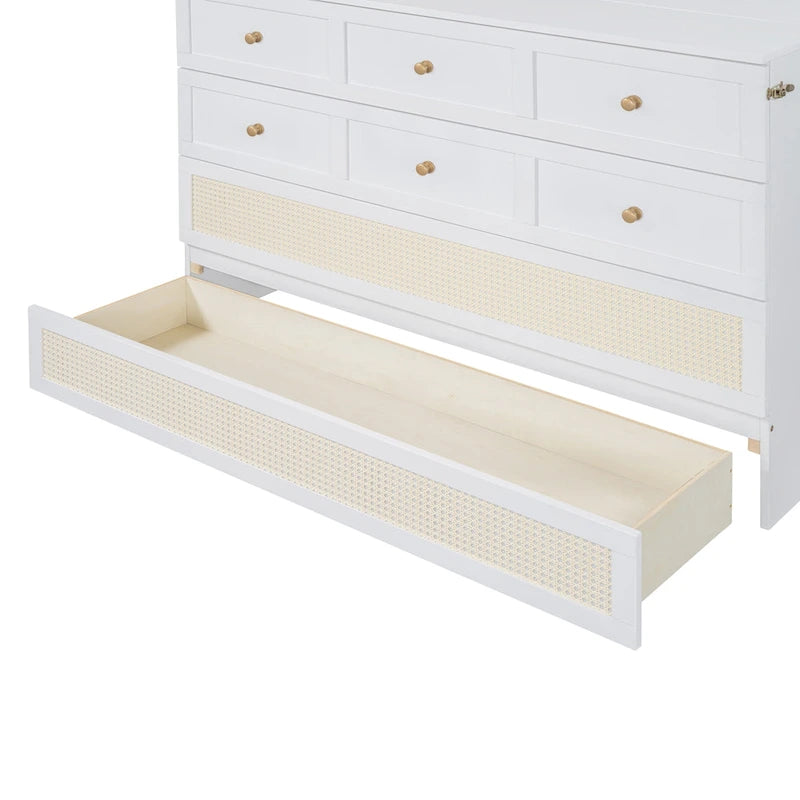 Lit blanc avec rangements et grands tiroirs