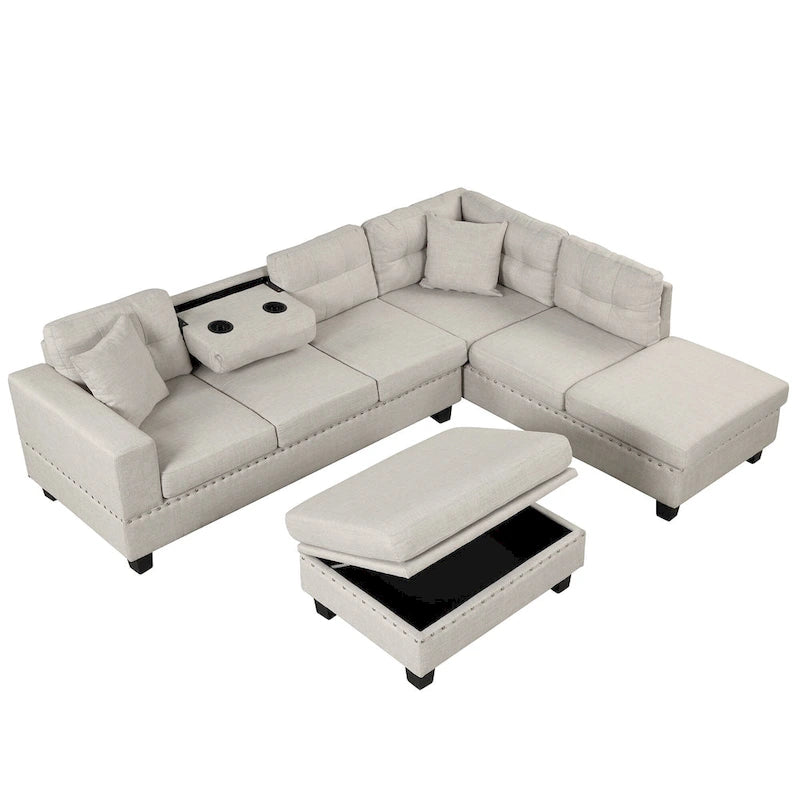 Canapé d'angle moderne 7 places avec méridienne réversible