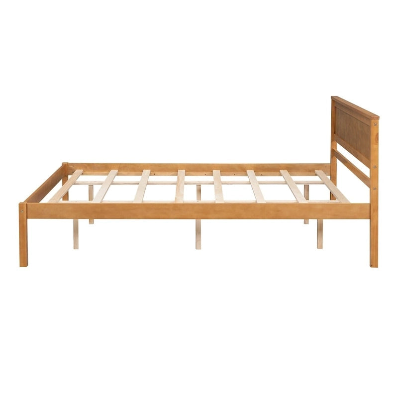 Lit plateforme en bois de pin espresso avec tête de lit