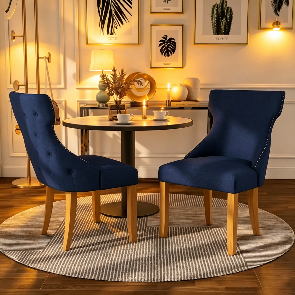 Chaises d'appoint contemporaines en bois à dossier haut capitonné