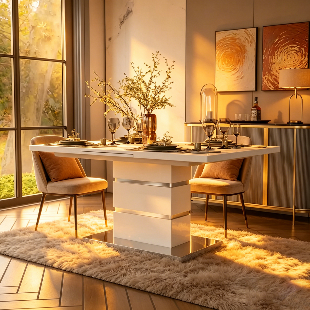 Table à manger extensible en bois blanc de 78 pouces