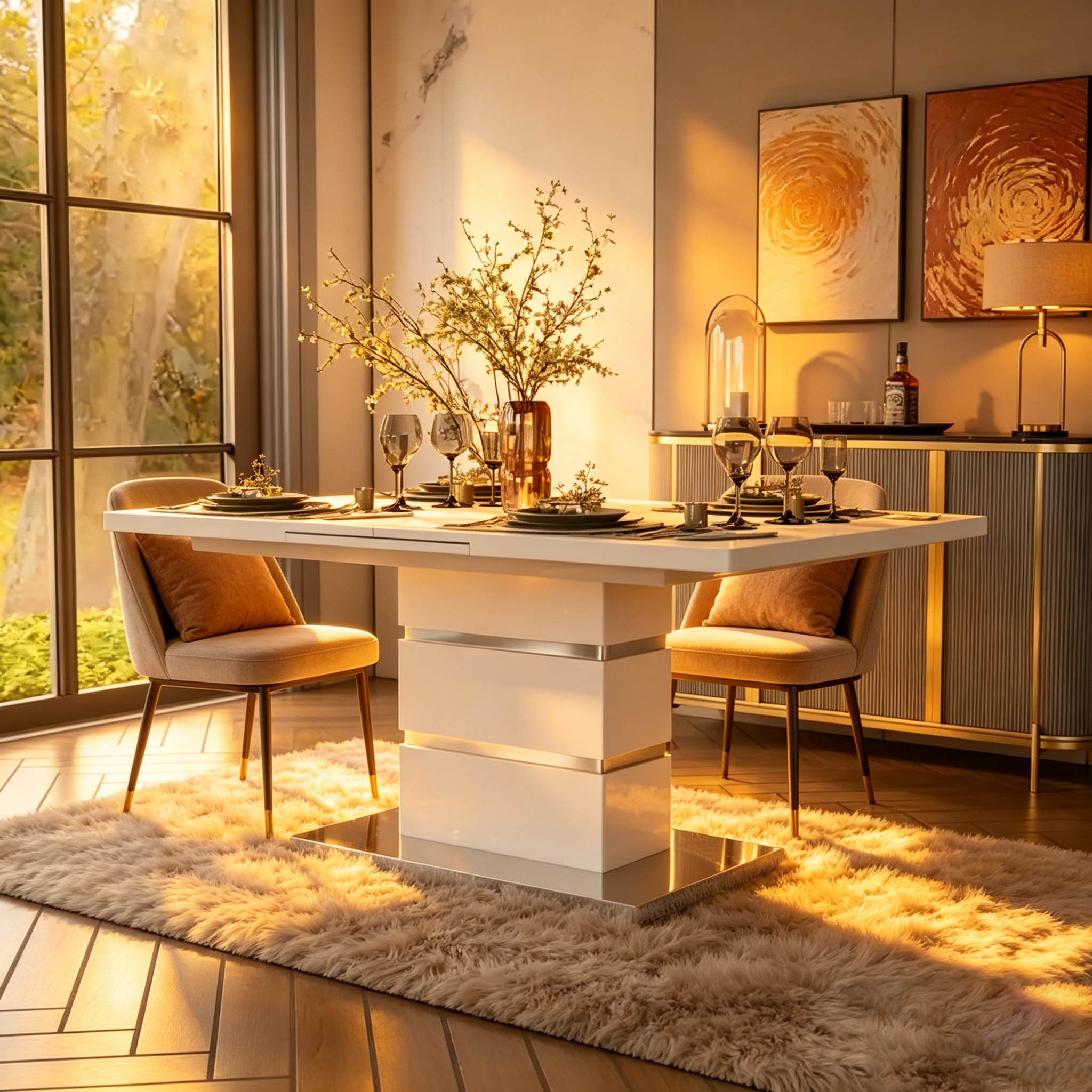 Table à manger extensible en bois blanc de 78 pouces