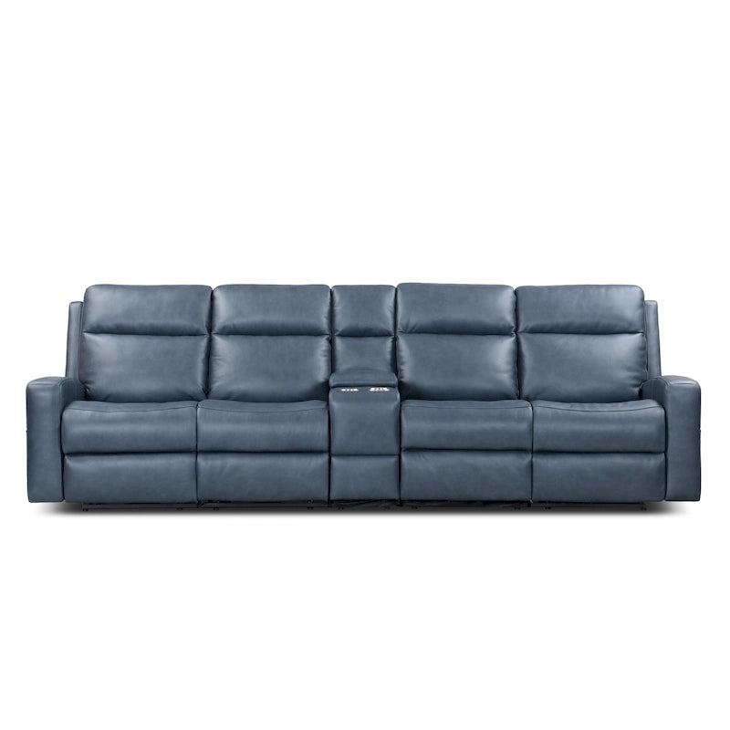 Canapé inclinable électrique 4 places en cuir véritable avec console