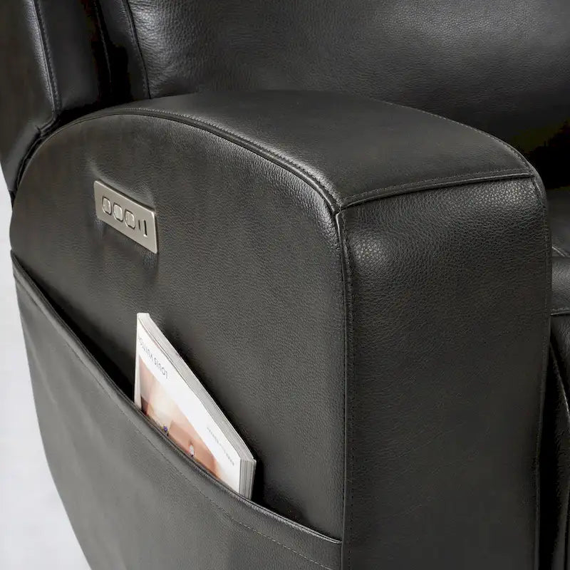 Canapé inclinable électrique 4 places en cuir véritable avec console