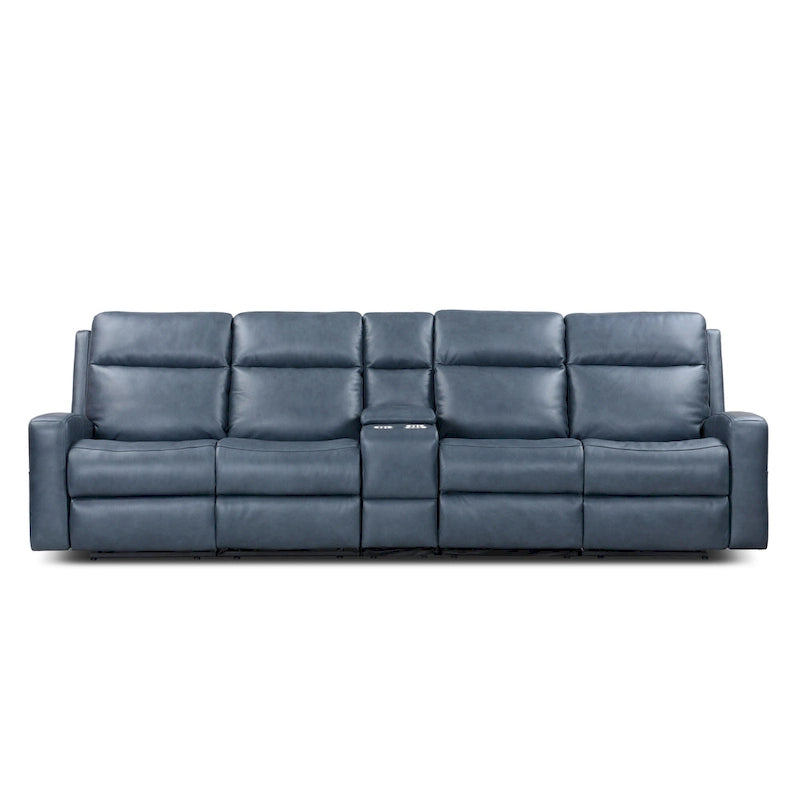 Canapé inclinable électrique 4 places en cuir véritable avec console