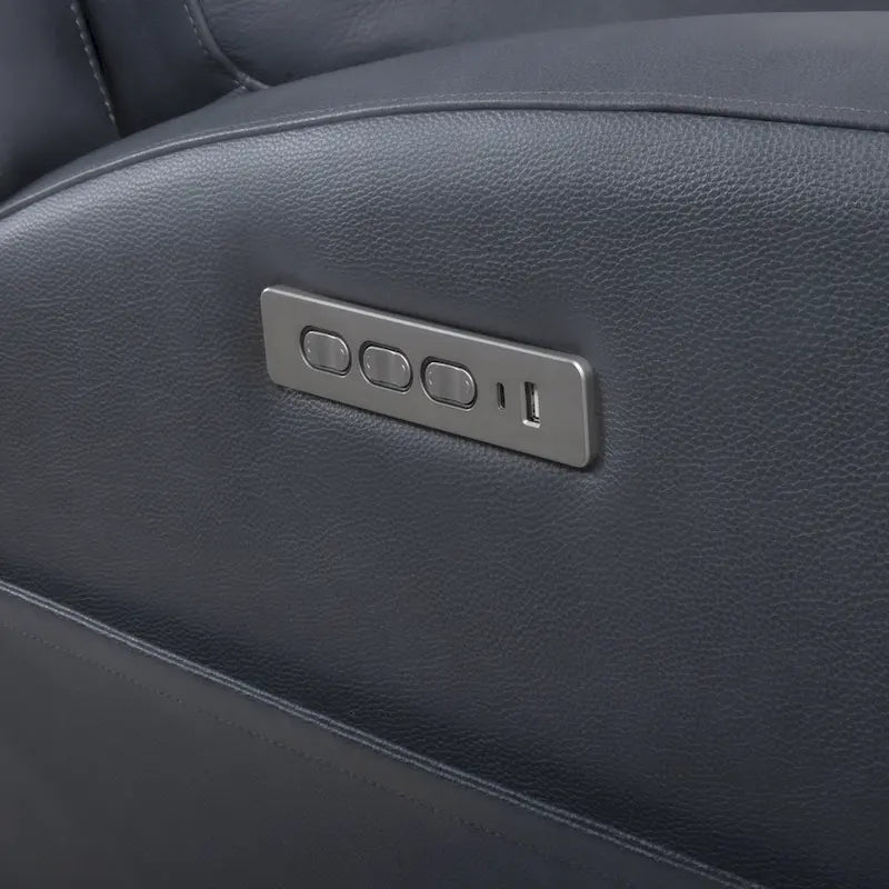 Canapé inclinable électrique 4 places en cuir véritable avec console