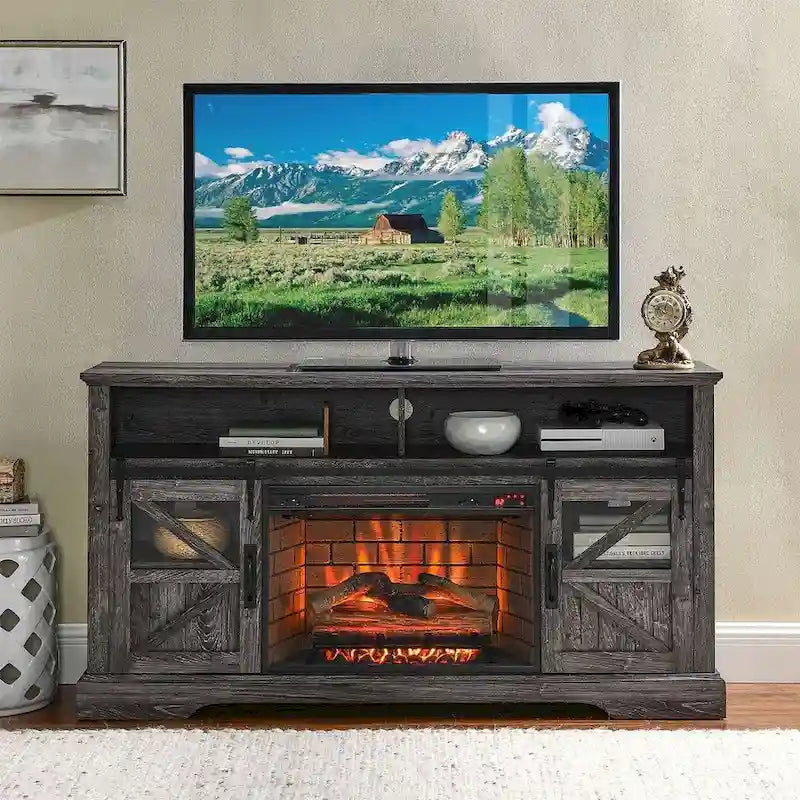 Meuble TV pour téléviseurs avec foyer électrique