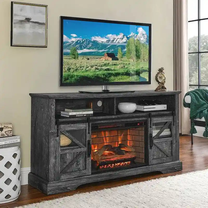 Meuble TV pour téléviseurs avec foyer électrique