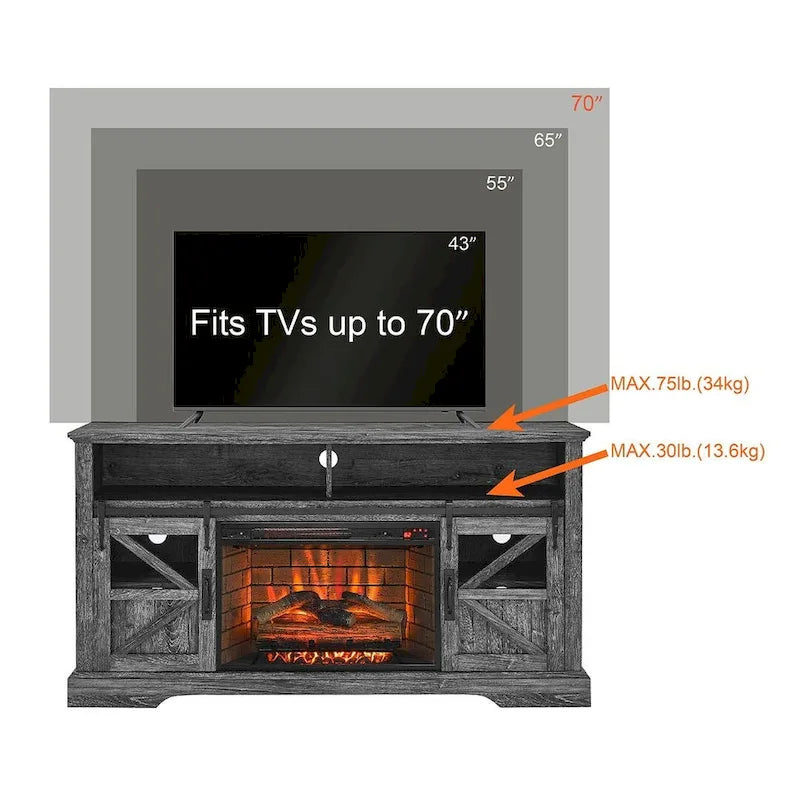 Meuble TV pour téléviseurs avec foyer électrique