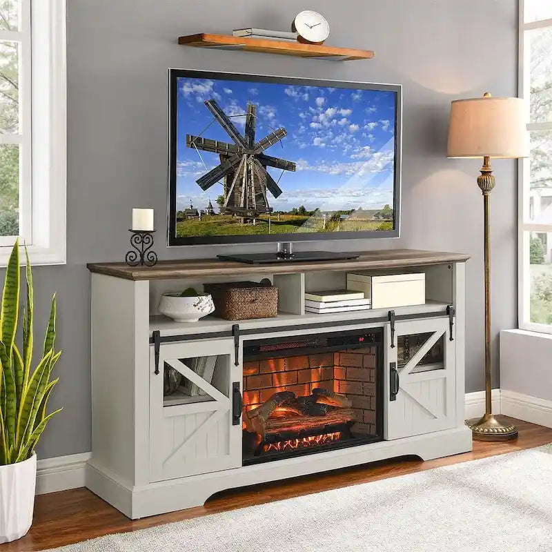Meuble TV pour téléviseurs avec foyer électrique
