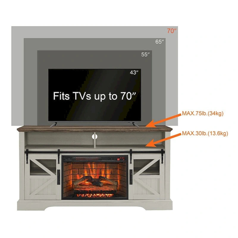 Meuble TV pour téléviseurs avec foyer électrique