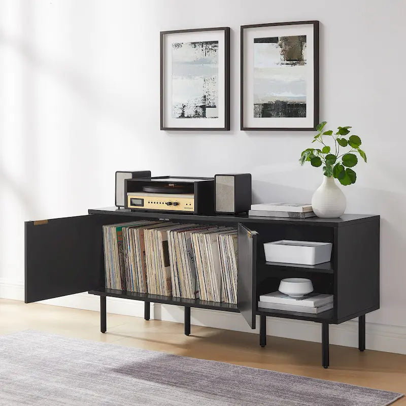 Buffet de rangement pour disques vinyles, style moderne