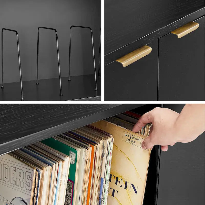 Buffet de rangement pour disques vinyles, style moderne