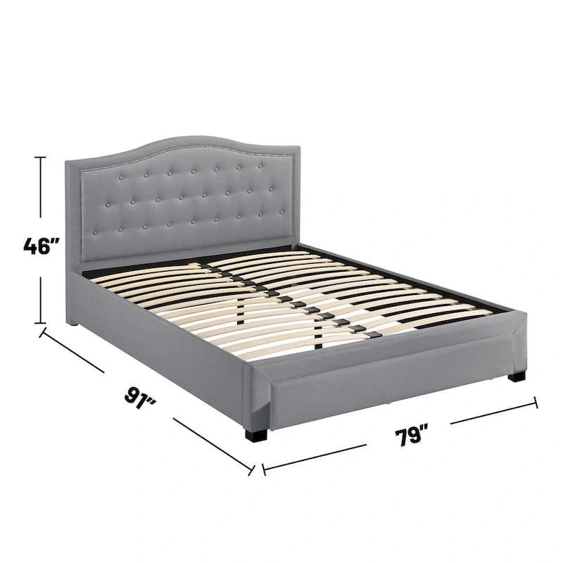 Lit king-size entièrement rembourré avec tiroir de rangement sous le lit