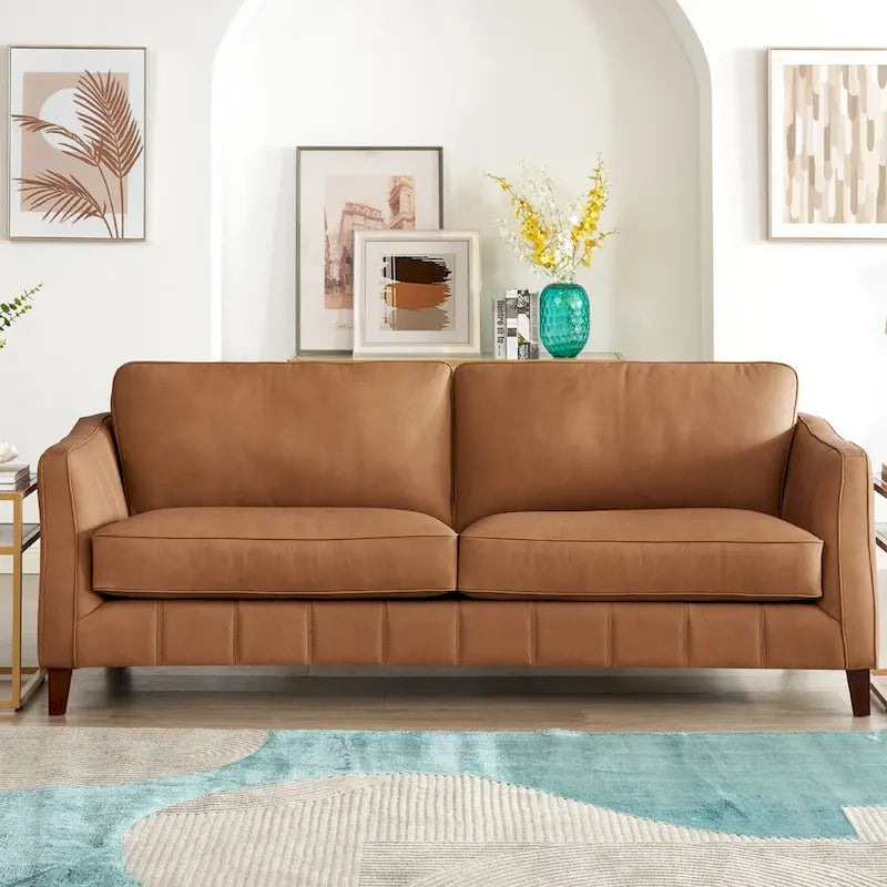 Fauteuil en cuir pleine fleur avec mousse à mémoire de forme et ressorts