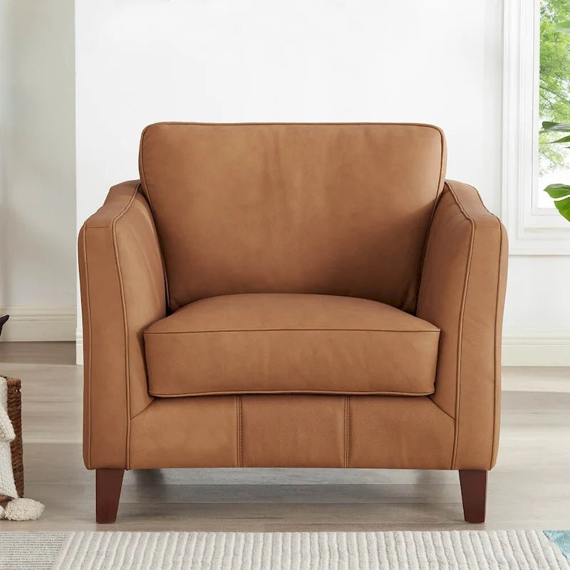 Fauteuil en cuir pleine fleur avec mousse à mémoire de forme et ressorts
