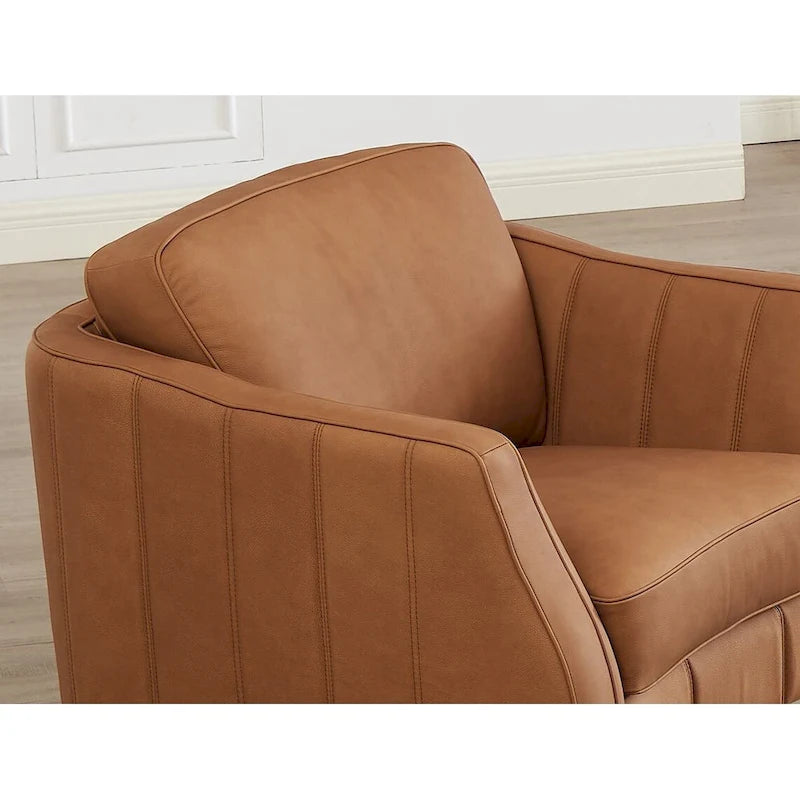 Fauteuil en cuir pleine fleur avec mousse à mémoire de forme et ressorts