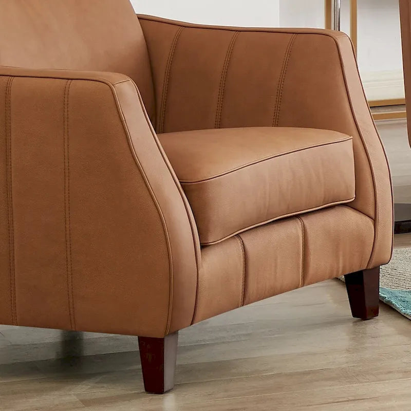 Fauteuil en cuir pleine fleur avec mousse à mémoire de forme et ressorts