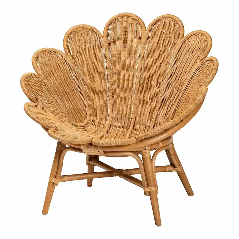 Chaise d'appoint fleurie en rotin miel Blossom
