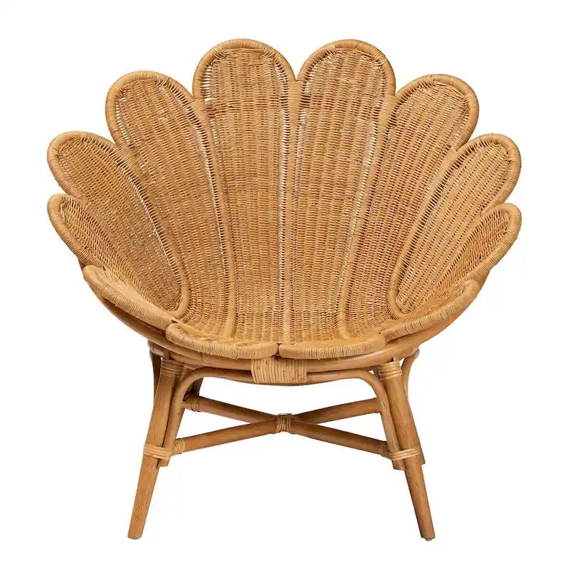 Chaise d'appoint fleurie en rotin miel Blossom