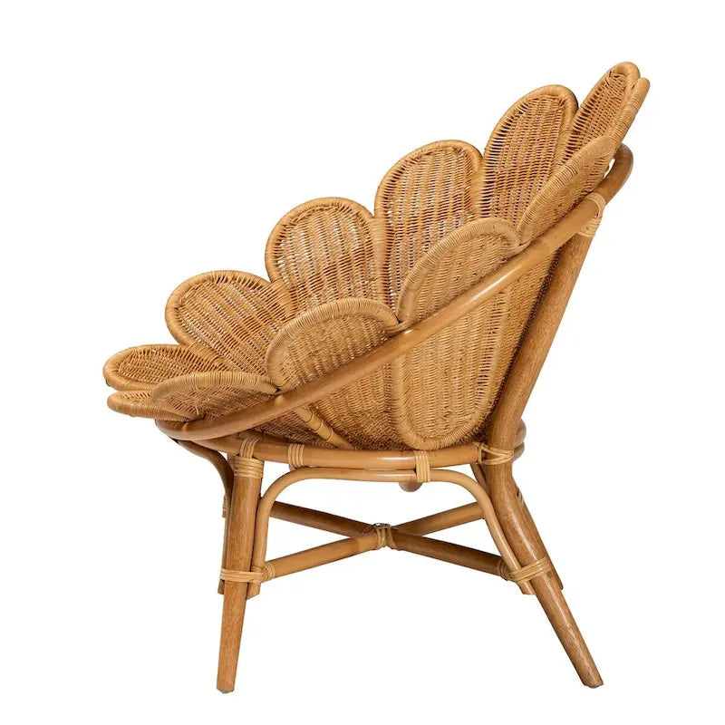 Chaise d'appoint fleurie en rotin miel Blossom