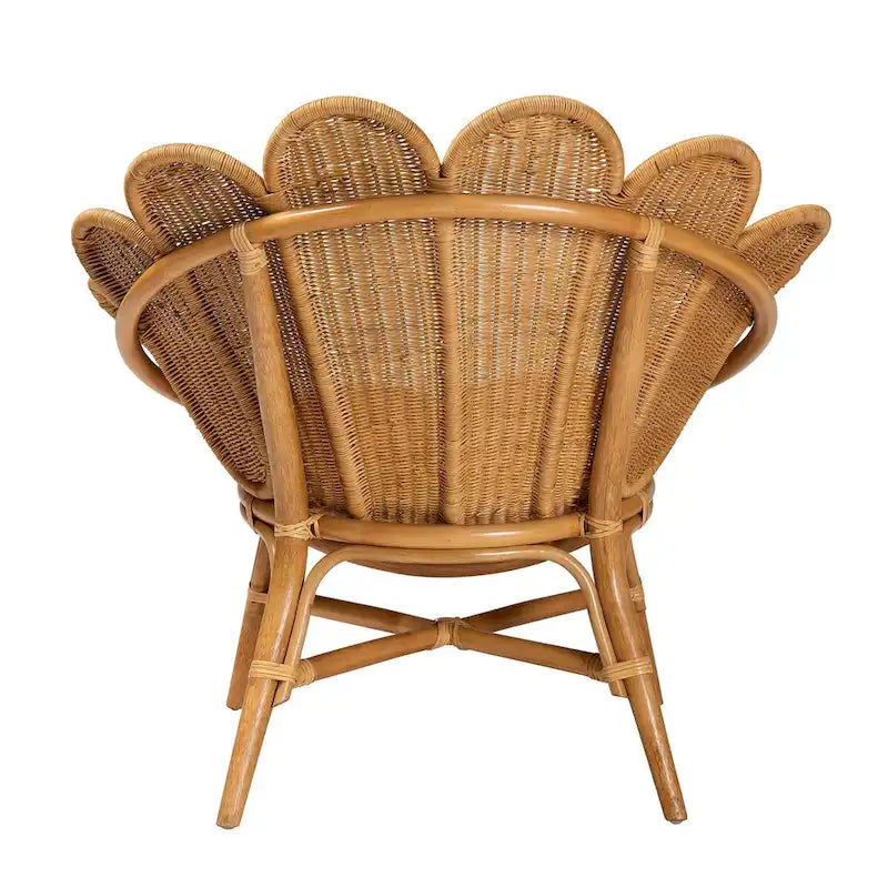 Chaise d'appoint fleurie en rotin miel Blossom