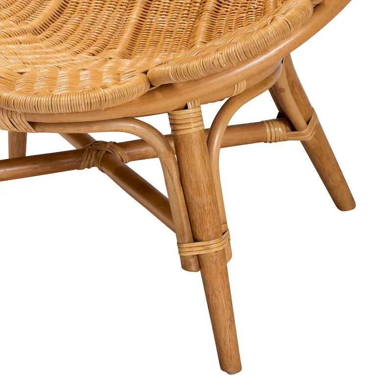 Chaise d'appoint fleurie en rotin miel Blossom